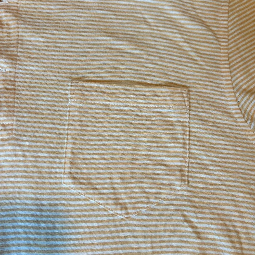 J Crew Men Striped Slub Cotton Short Sleeve Pocket Polo Shirt Sz M Orange White